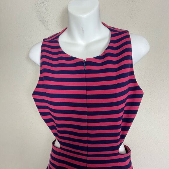Thakoon Addition Short Sleeve Cut Out Back Dress Pink Navy Blue Style Size 6 - Picture 6 of 16